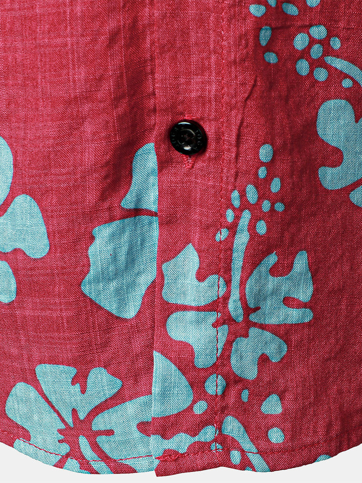 Chemise à manches courtes pour enfants à imprimé floral hawaïen tropical Aloha Holiday Beach