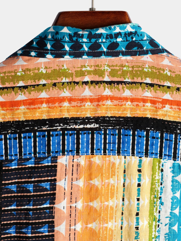 Chemise rayée à manches courtes pour hommes