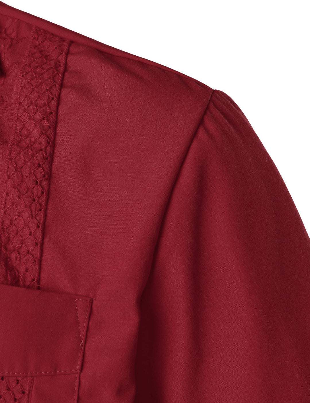 Chemise Guayabera cubaine rouge à manches courtes et poche pour hommes