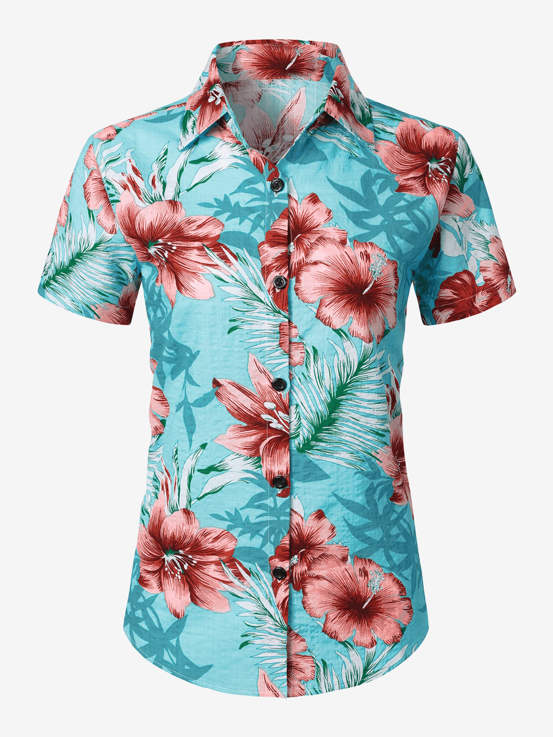 Chemisier imprimé Floral pour femmes, chemise hawaïenne en coton à manches courtes, chemise Aloha de plage et d&