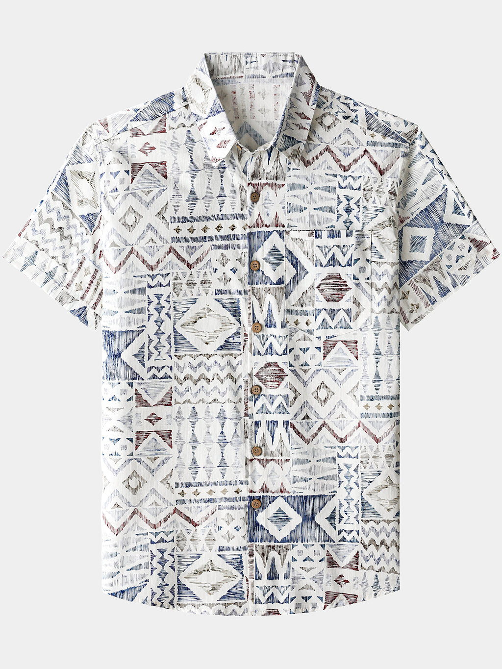 Chemise Homme Géométrique Vintage Manches Courtes