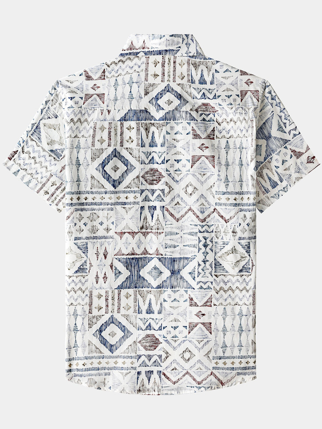 Chemise Homme Géométrique Vintage Manches Courtes
