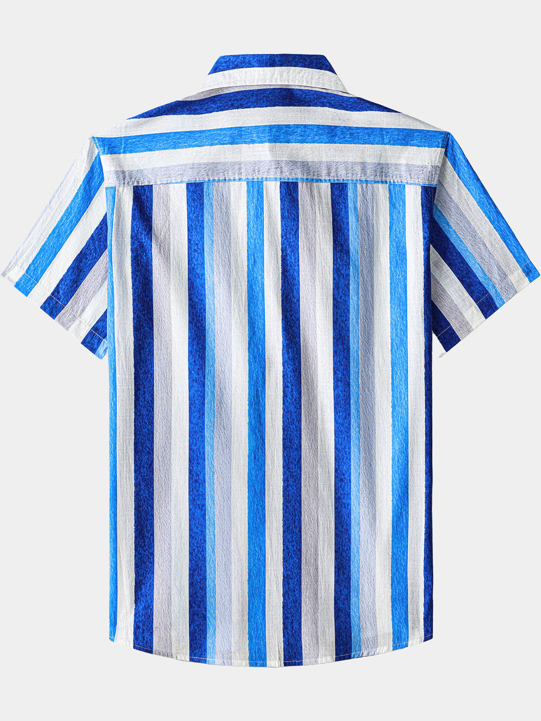 Chemise Homme Rayures Côtières Rétro en Coton Manches Courtes
