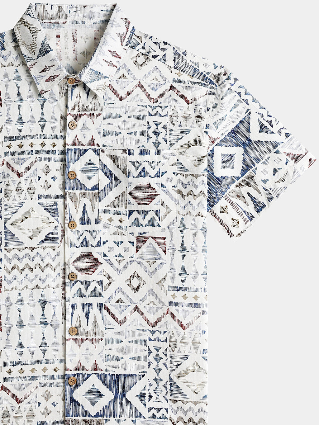 Chemise Homme Géométrique Vintage Manches Courtes