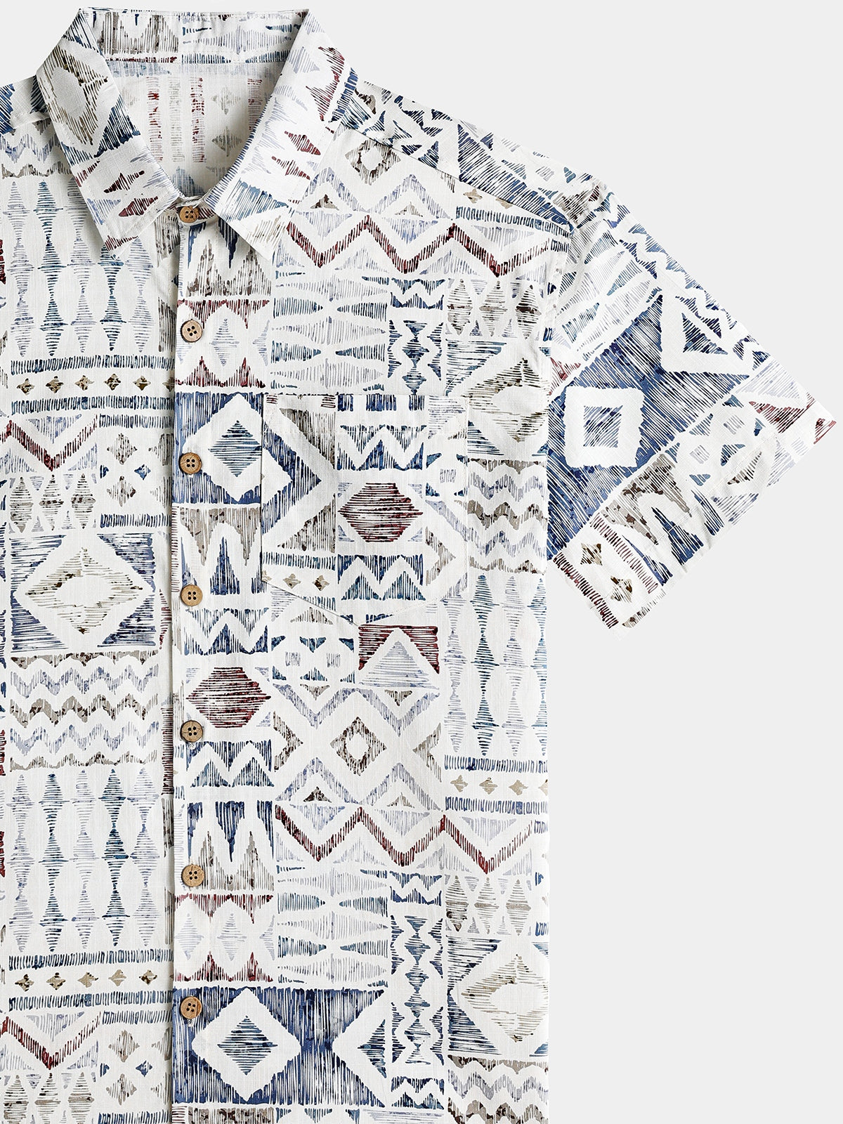 Chemise Homme Géométrique Vintage Manches Courtes