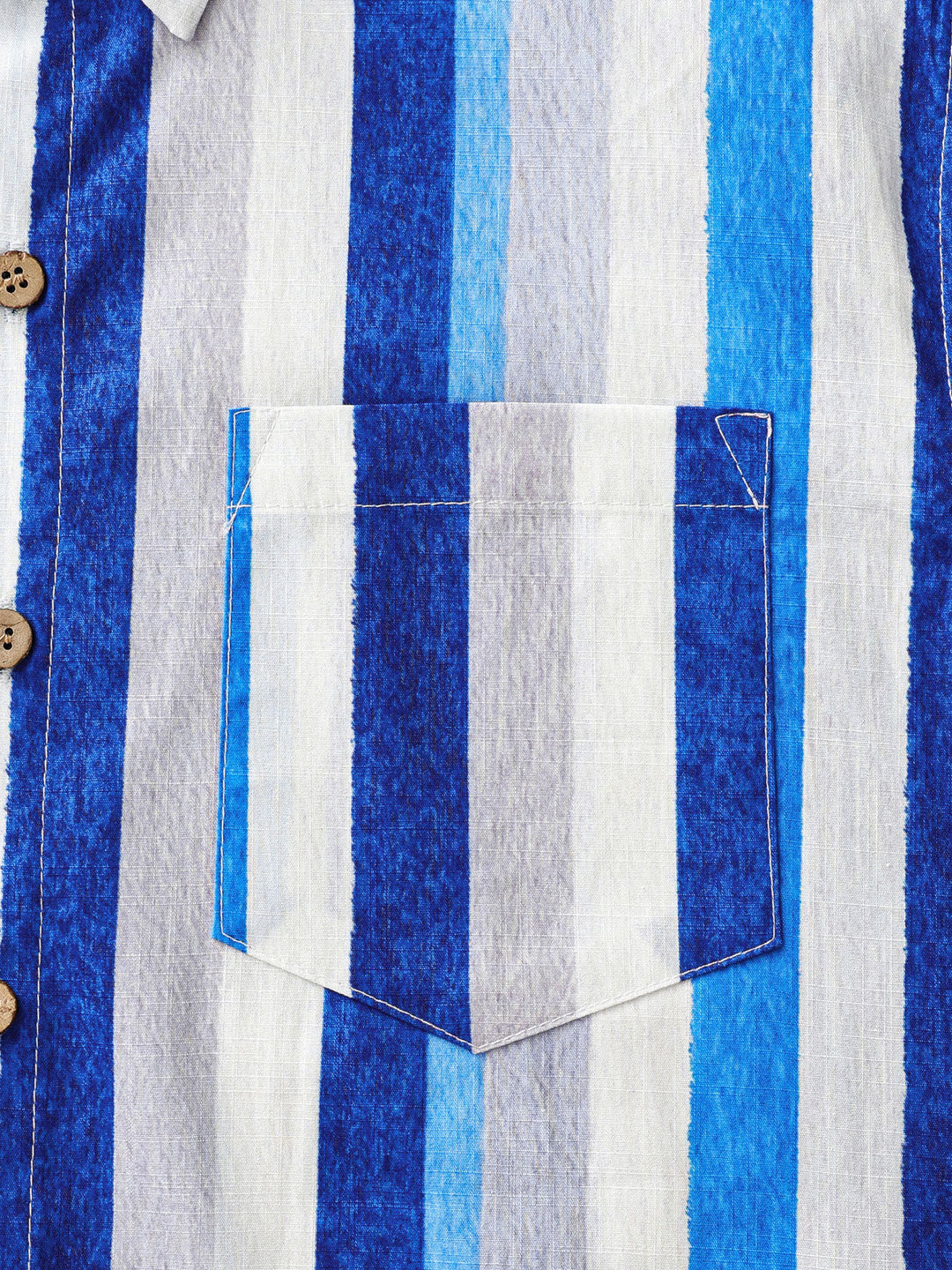 Chemise Homme Rayures Côtières Rétro en Coton Manches Courtes