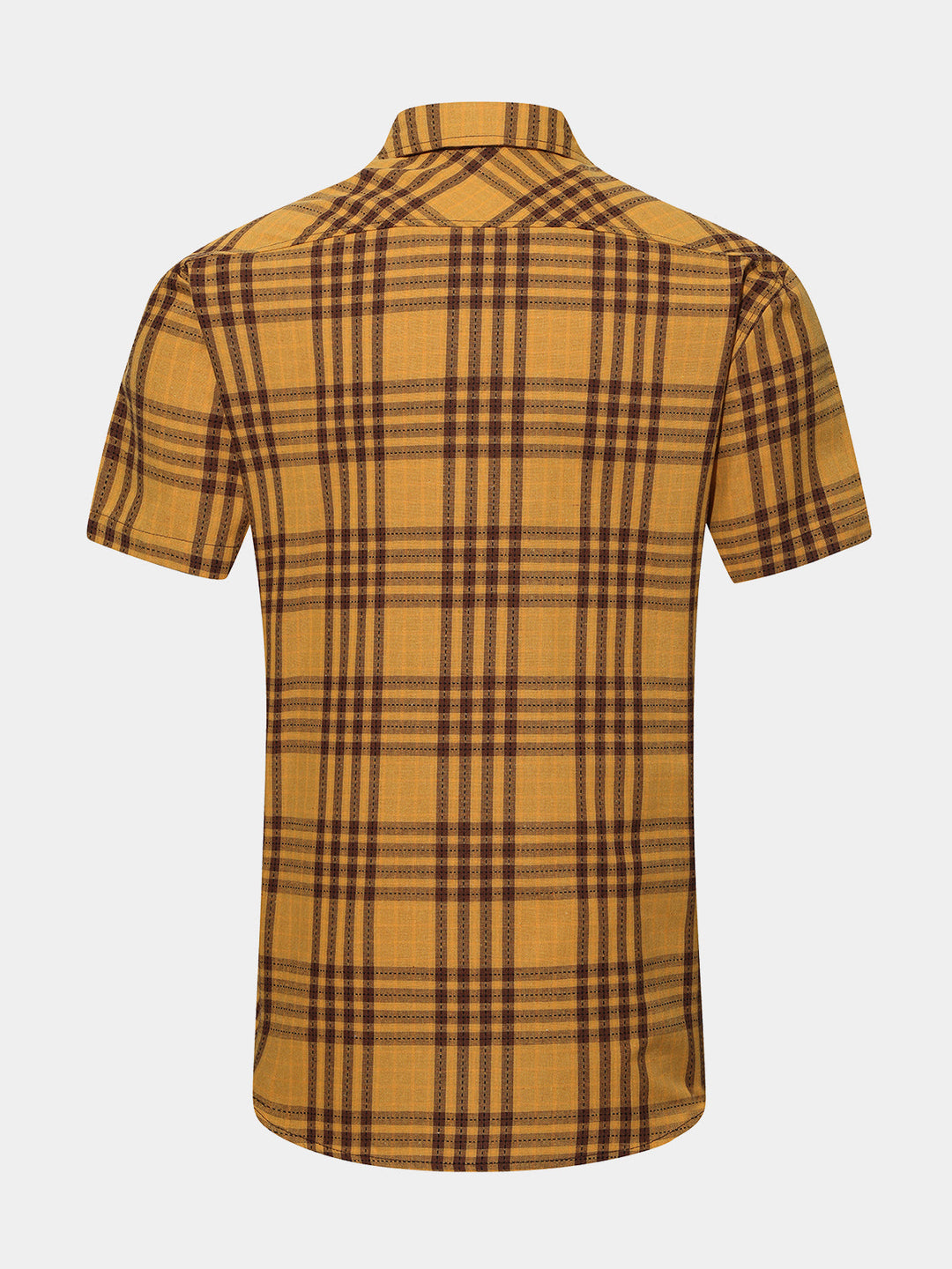 Chemise Homme Décontractée à Carreaux Jaune Sans Manches