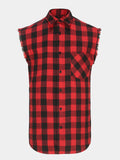 Chemise Homme Décontractée à Carreaux Sans Manches Style Plage