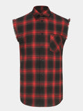 Chemise Homme Décontractée d’Été à Carreaux Sans Manches