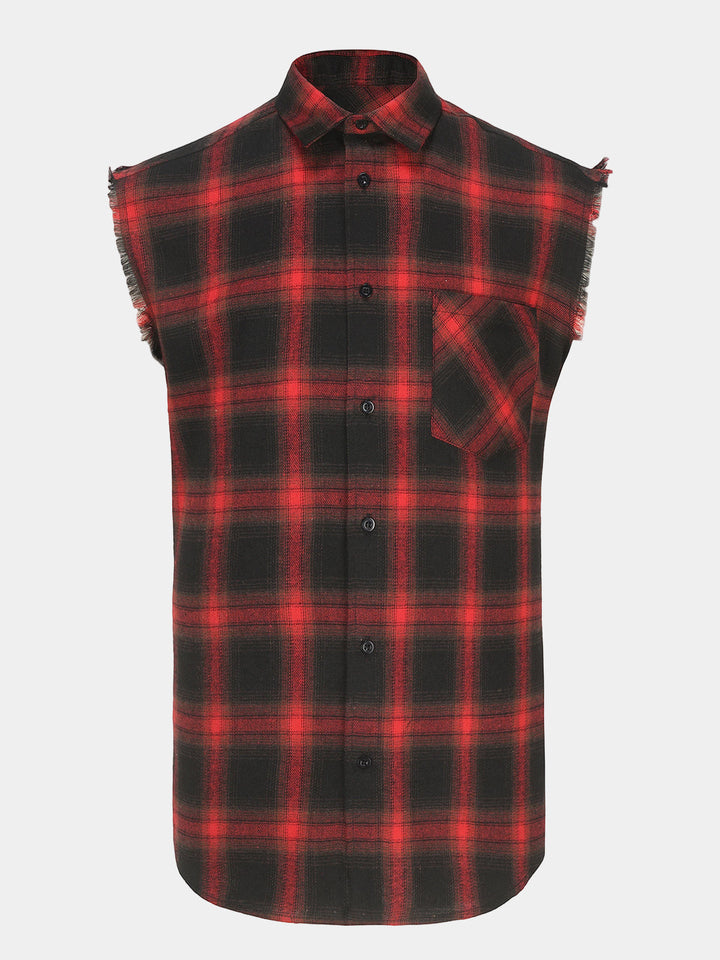 Chemise Homme Décontractée d’Été à Carreaux Sans Manches