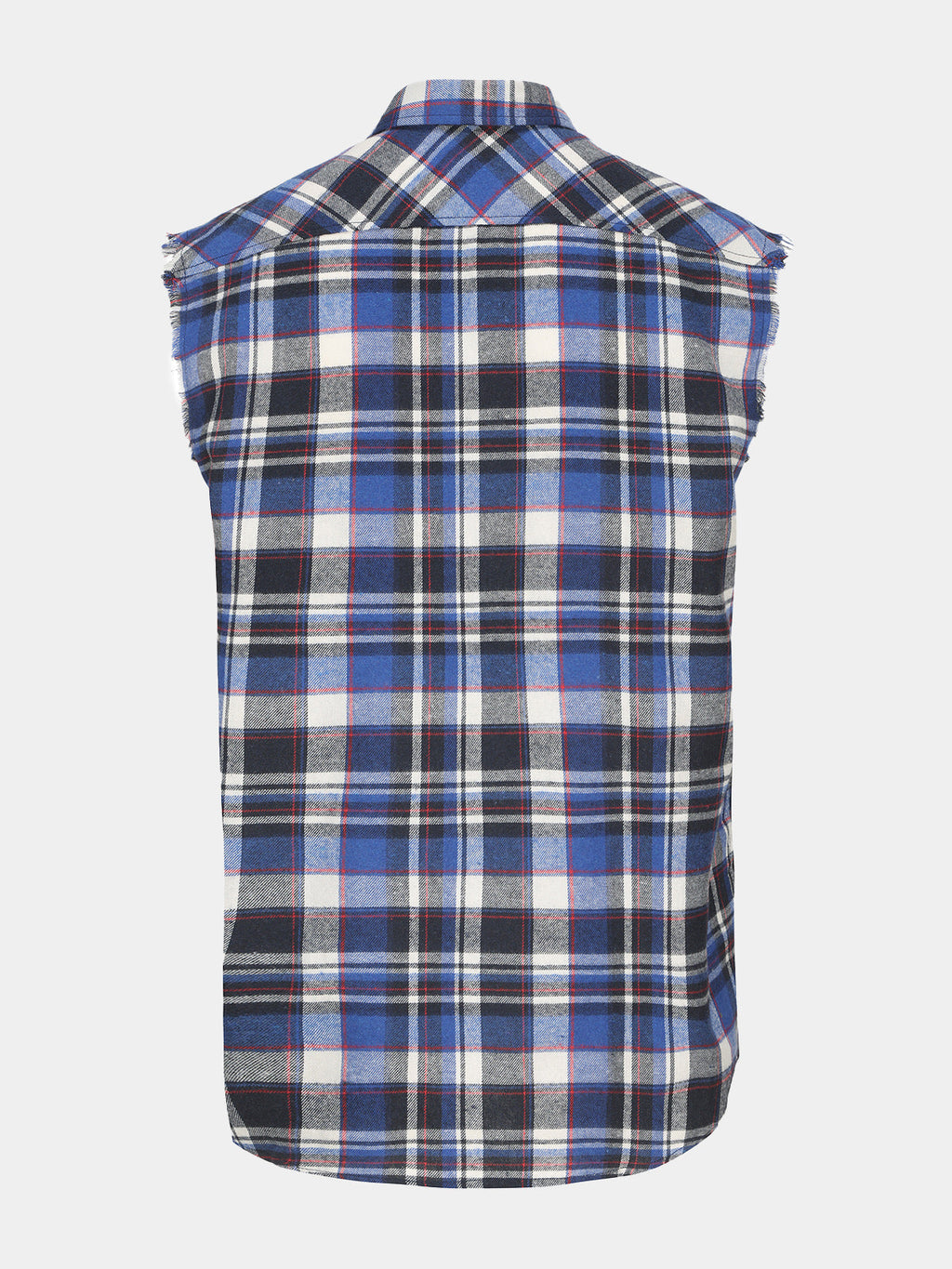 Chemise Homme Décontractée à Carreaux Bleu Sans Manches Style Plage