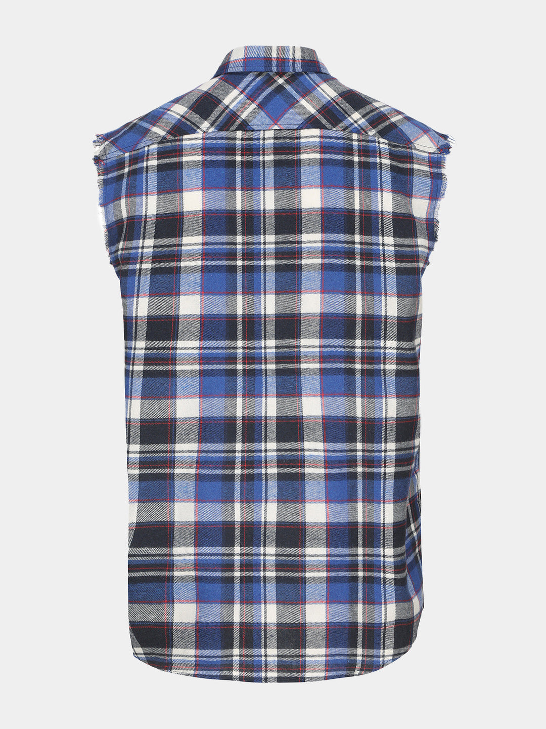 Chemise Homme Décontractée à Carreaux Bleu Sans Manches Style Plage