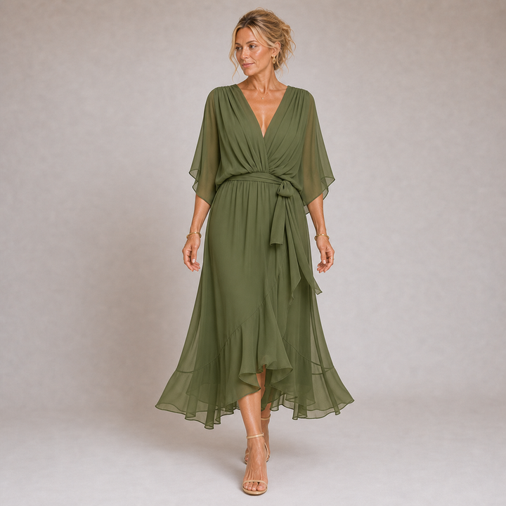 Mónica - Robe en Chiffon avec Décolleté en V
