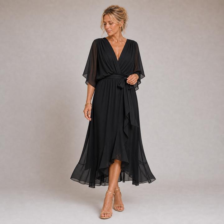 Mónica - Robe en Chiffon avec Décolleté en V