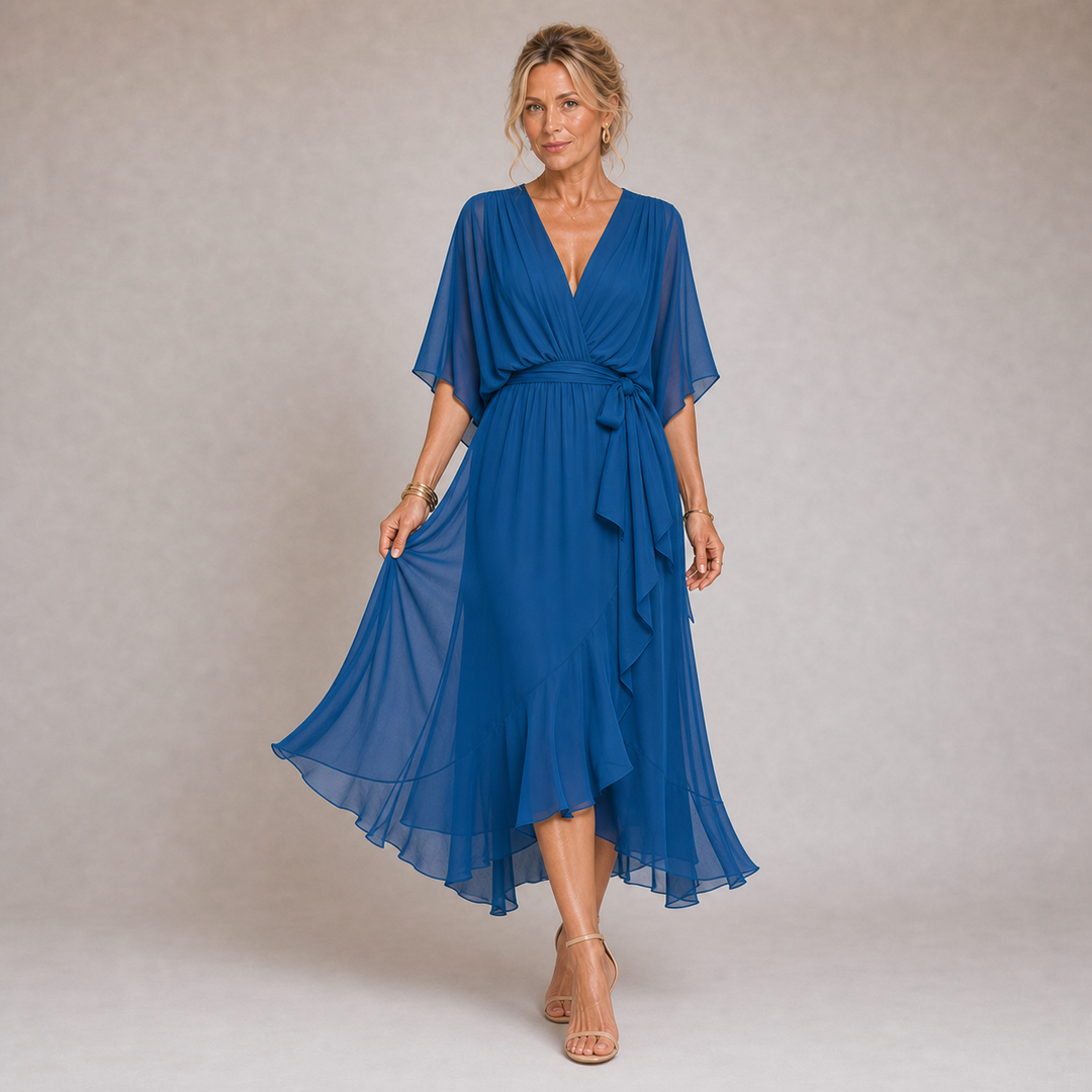 Mónica - Robe en Chiffon avec Décolleté en V