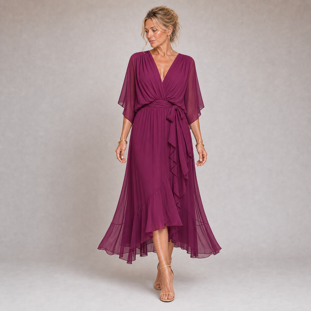Mónica - Robe en Chiffon avec Décolleté en V