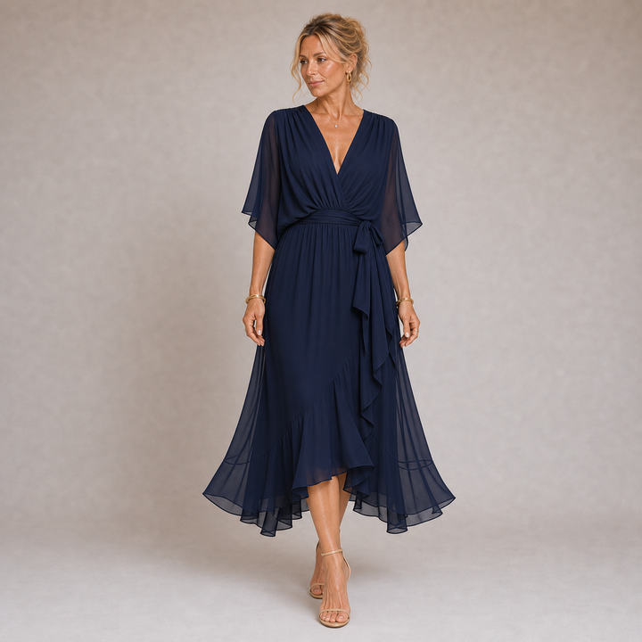 Mónica - Robe en Chiffon avec Décolleté en V