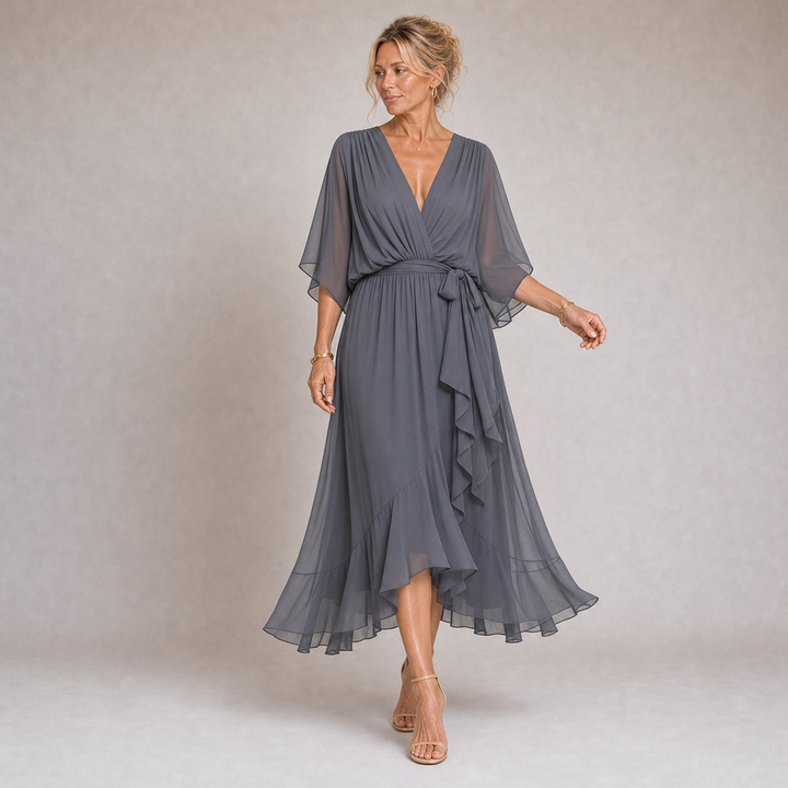 Mónica - Robe en Chiffon avec Décolleté en V