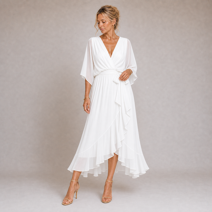 Mónica - Robe en Chiffon avec Décolleté en V