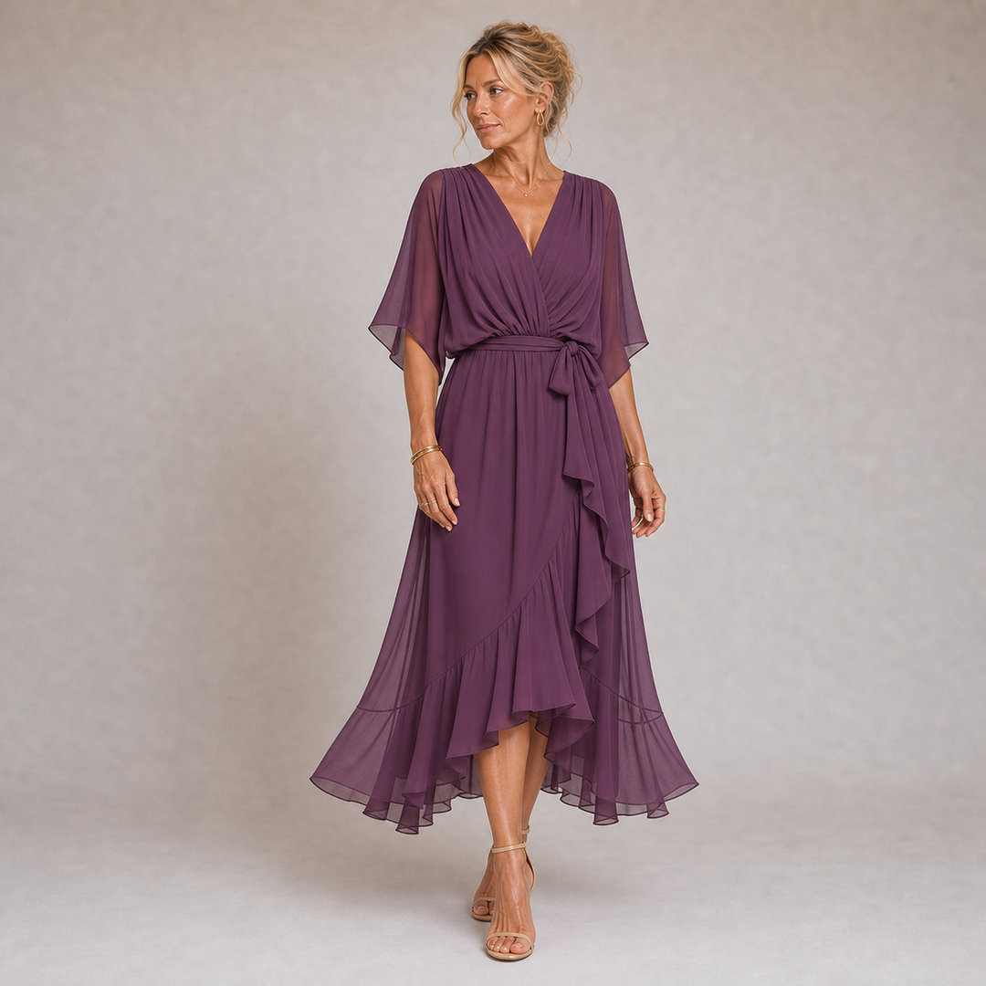 Mónica - Robe en Chiffon avec Décolleté en V