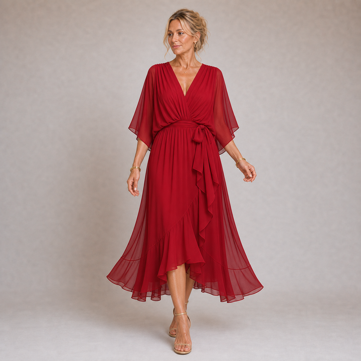 Mónica - Robe en Chiffon avec Décolleté en V