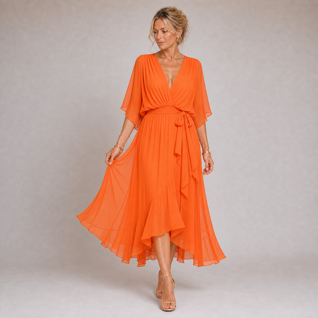 Mónica - Robe en Chiffon avec Décolleté en V