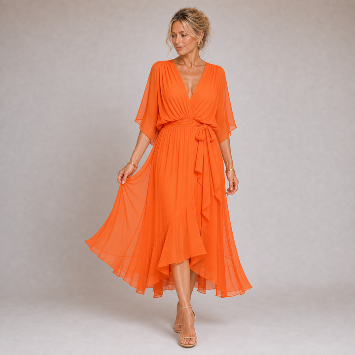 Mónica - Robe en Chiffon avec Décolleté en V