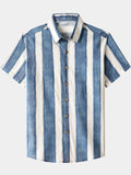 Chemise Rétro Homme Rayée Décontractée Coton Look Plage