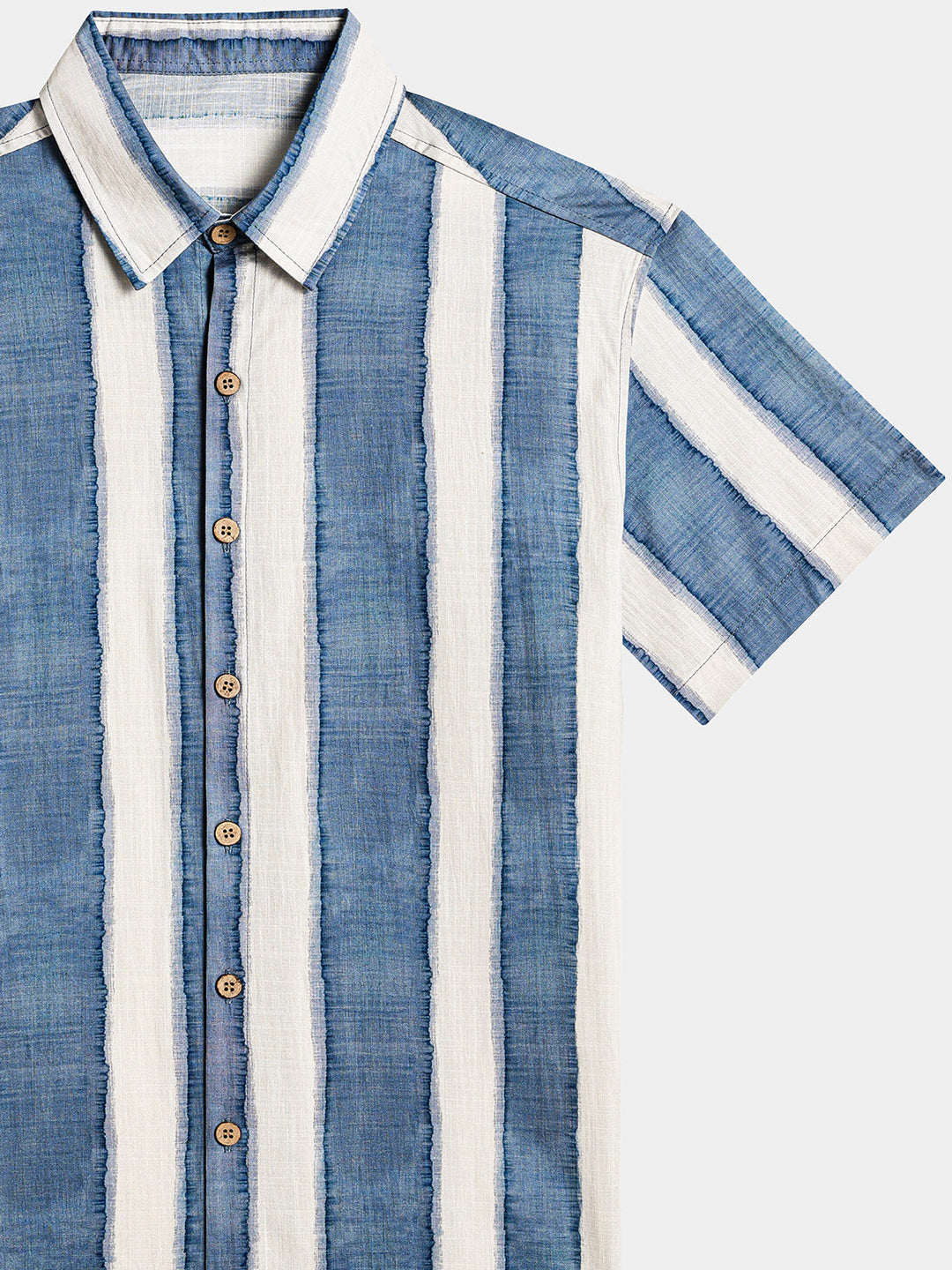 Chemise Rétro Homme Rayée Décontractée Coton Look Plage