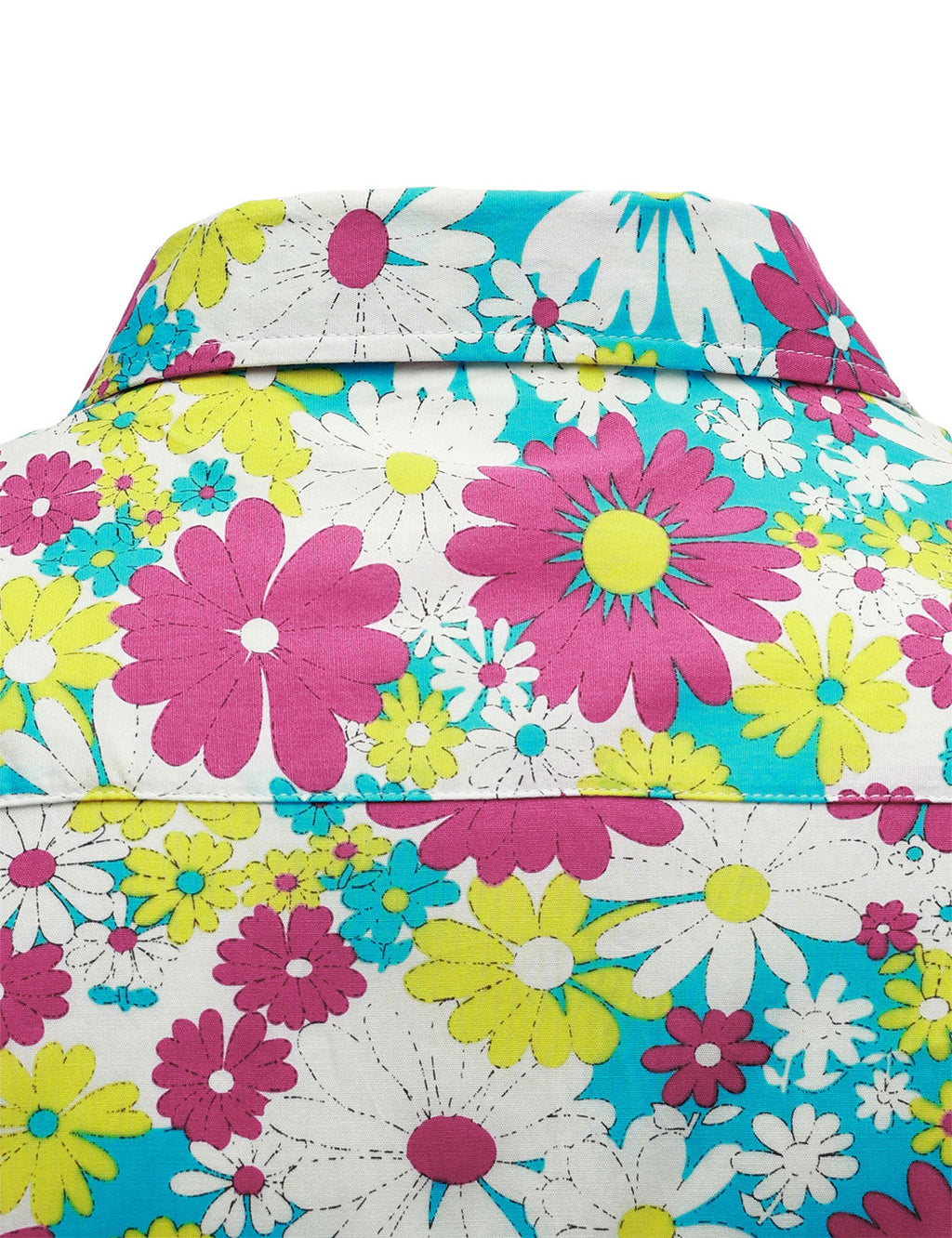 Chemise boutonnée à manches longues en coton rose à motif floral vintage pour homme