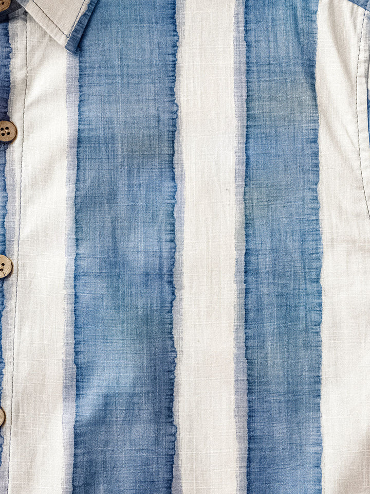 Chemise Rétro Homme Rayée Décontractée Coton Look Plage