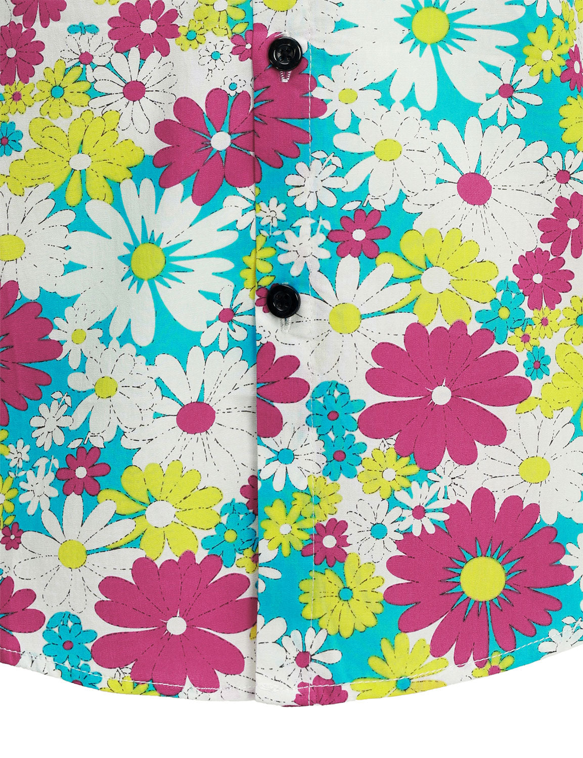 Chemise boutonnée à manches longues en coton rose à motif floral vintage pour homme