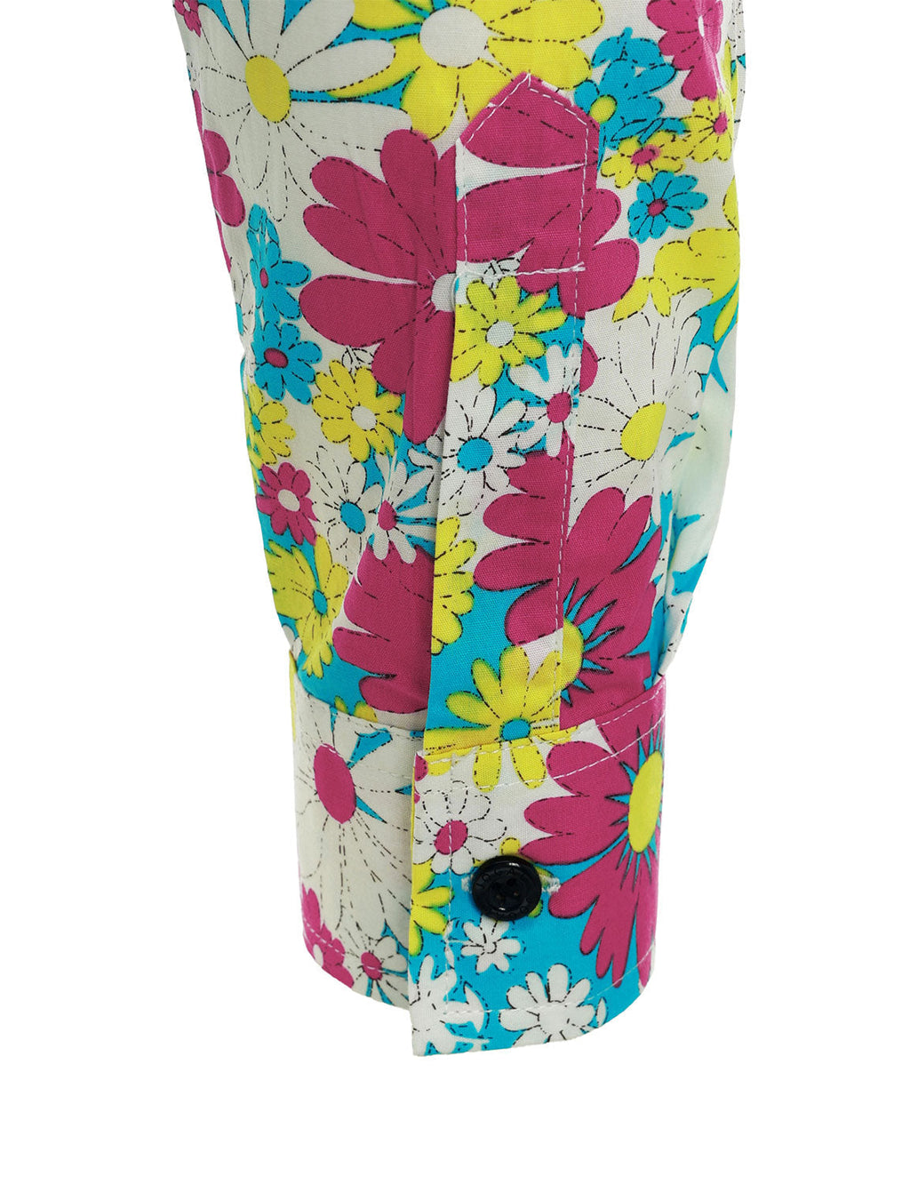 Chemise boutonnée à manches longues en coton rose à motif floral vintage pour homme