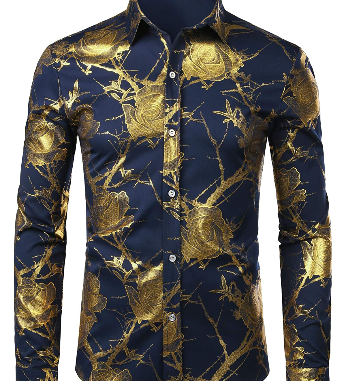 Chemise à manches longues à imprimé floral pour hommes