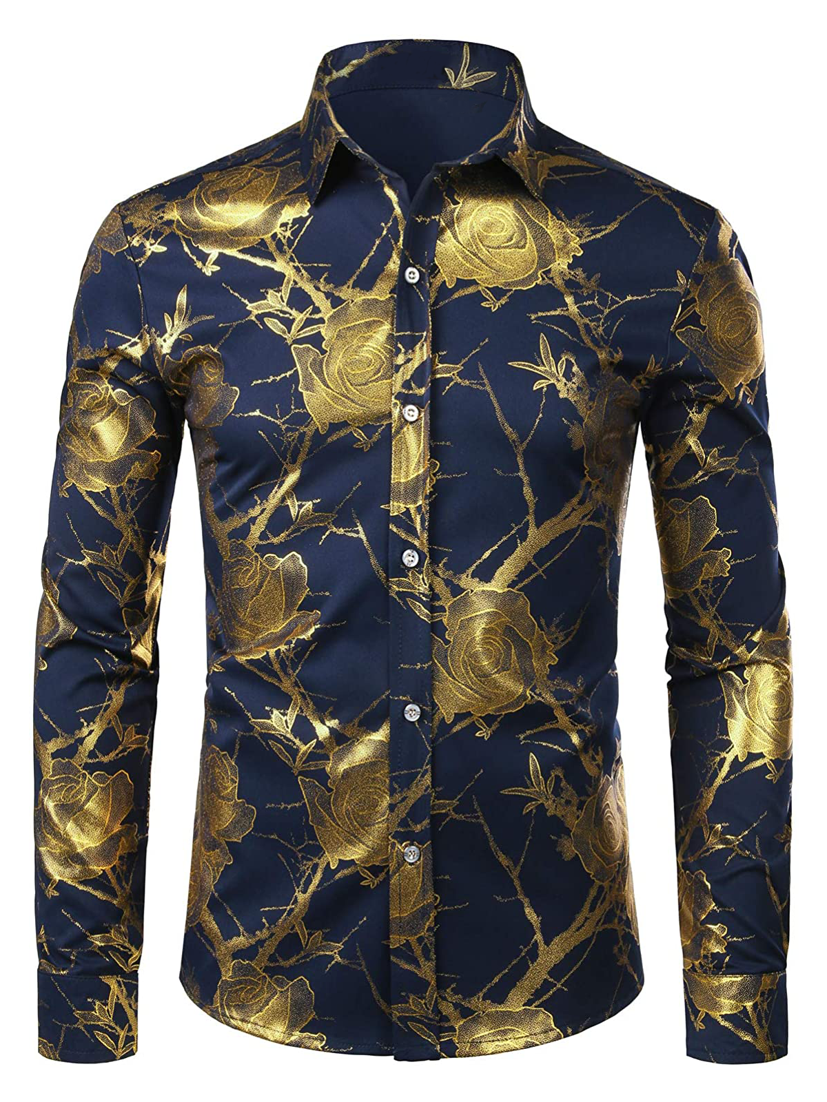 Chemise à manches longues à imprimé floral pour hommes