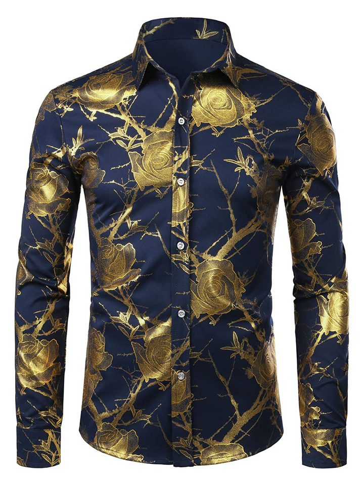 Chemise à manches longues à imprimé floral pour hommes