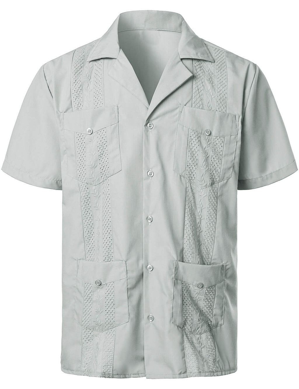 Broderie pour hommes Cuban Guayabera Summer Cool Manches courtes Button Up Shirt