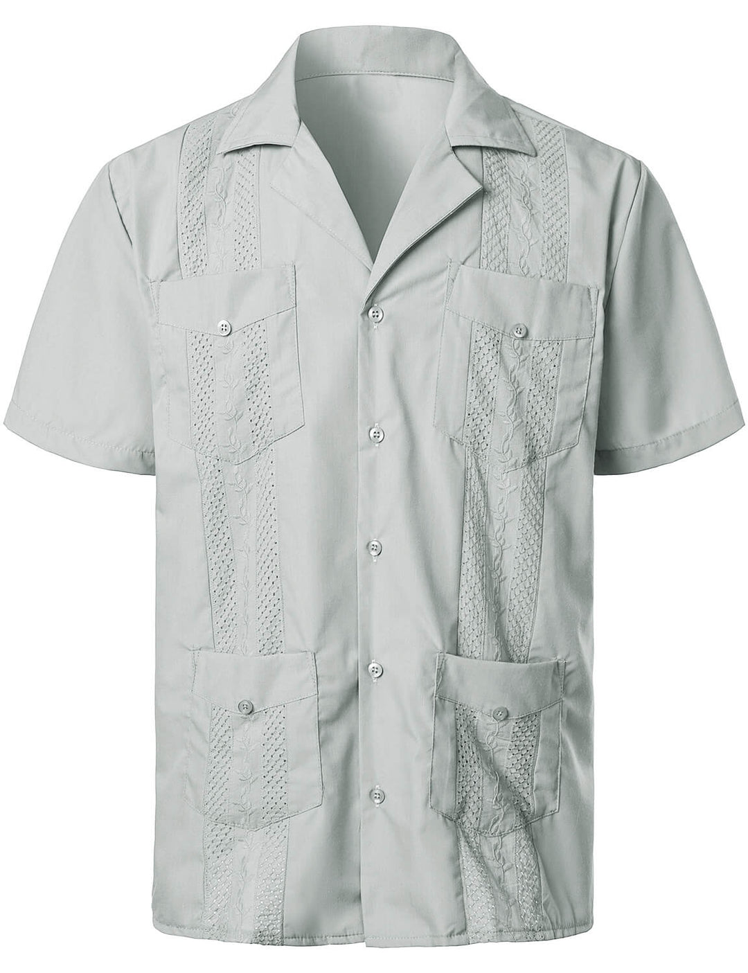 Broderie pour hommes Cuban Guayabera Summer Cool Manches courtes Button Up Shirt