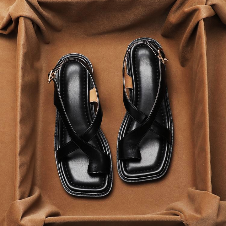 Sandales croisées en cuir italien
