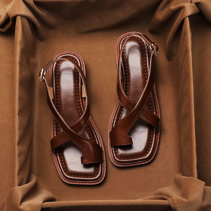 Sandales croisées en cuir italien