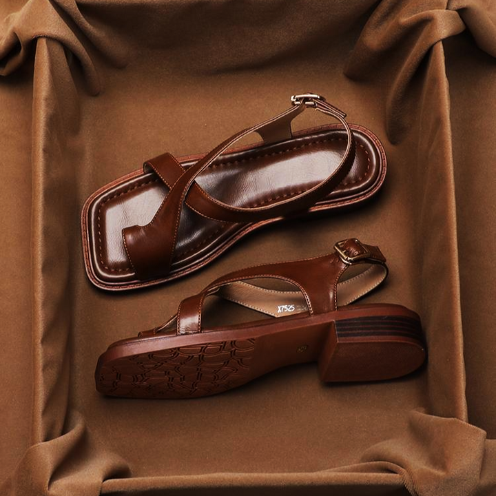 Sandales croisées en cuir italien