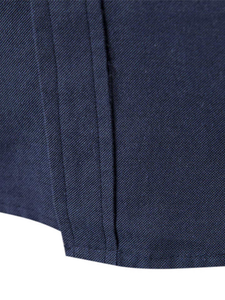 Chemise boutonnée à manches longues en coton respirant pour homme, couleur unie