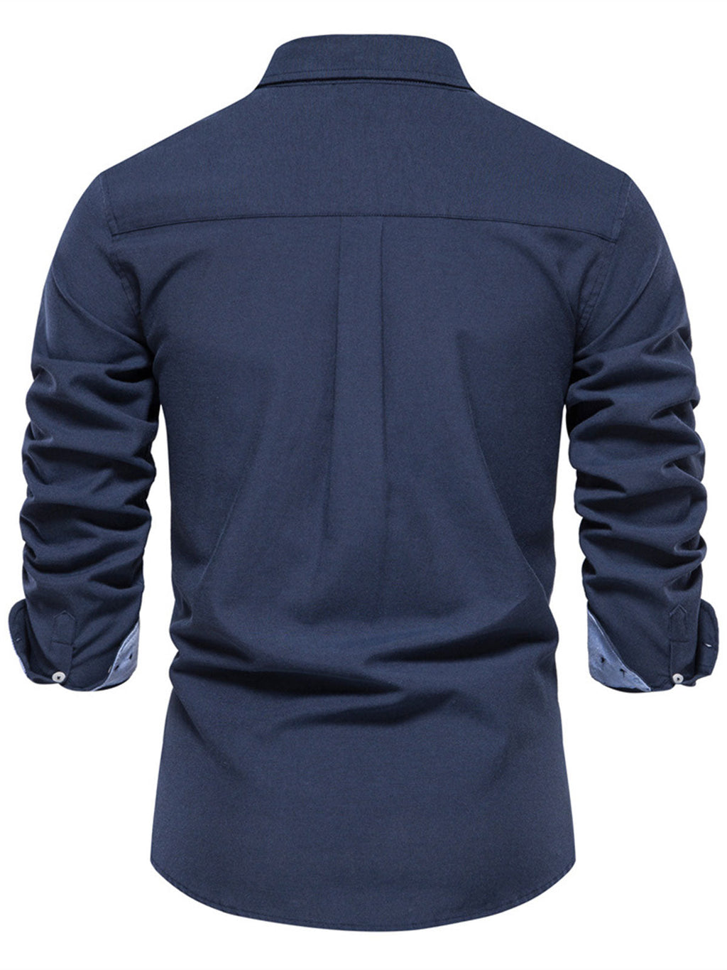 Chemise boutonnée à manches longues en coton respirant pour homme, couleur unie