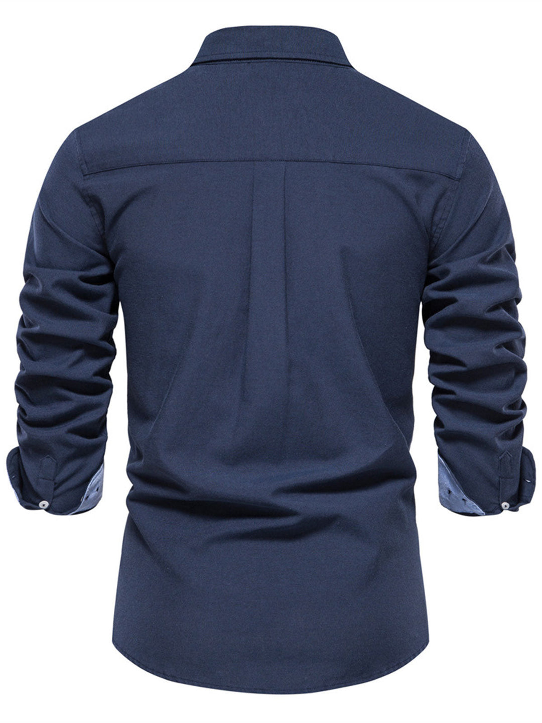 Chemise boutonnée à manches longues en coton respirant pour homme, couleur unie