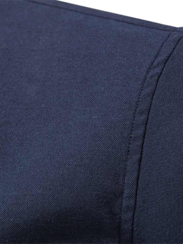 Chemise boutonnée à manches longues en coton respirant pour homme, couleur unie