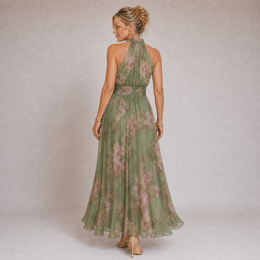 Olivia - Robe maxi avec décolleté et délicat imprimé floral