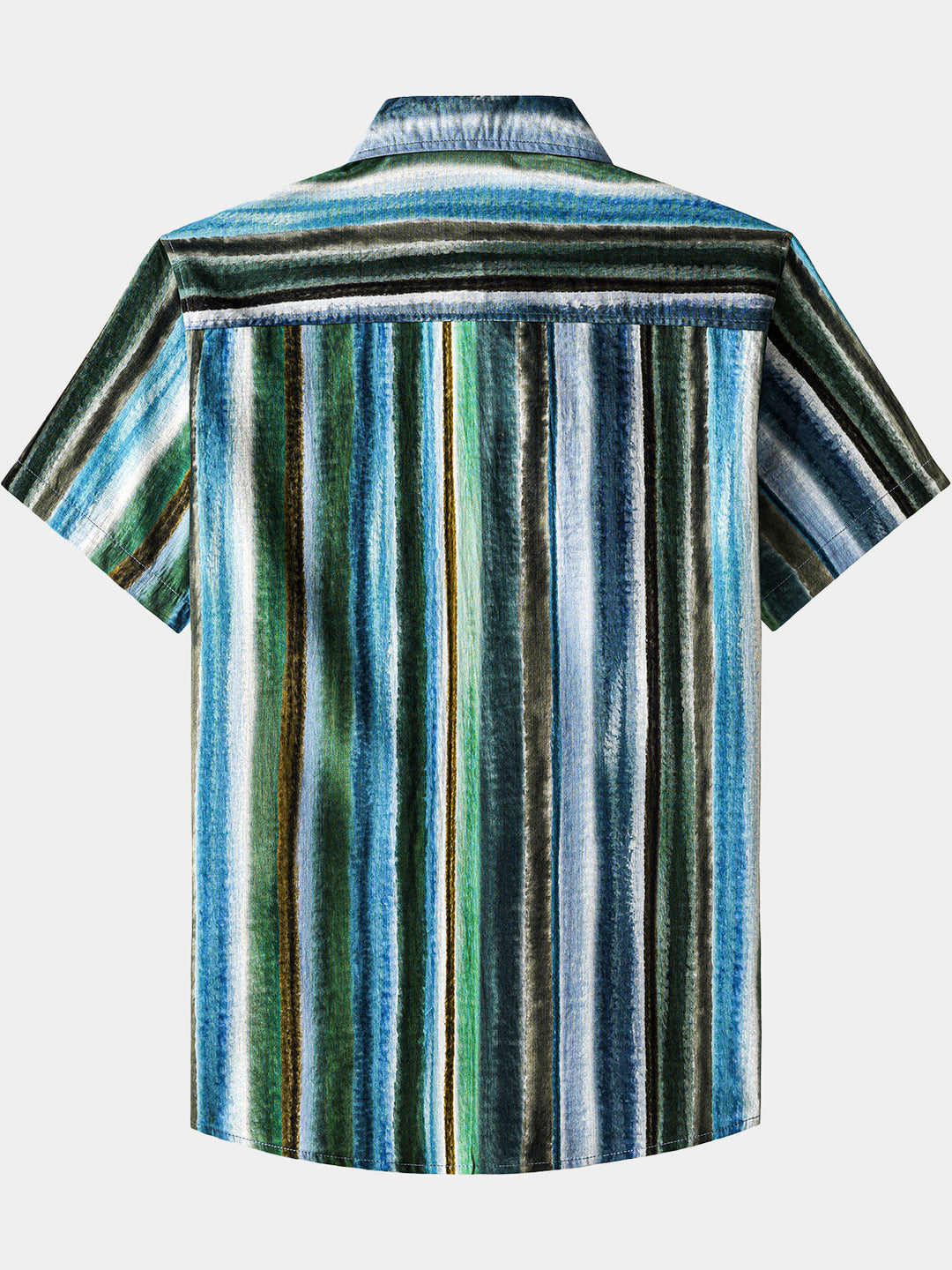 Chemise Homme Rayures Décontractée en Coton Manches Courtes