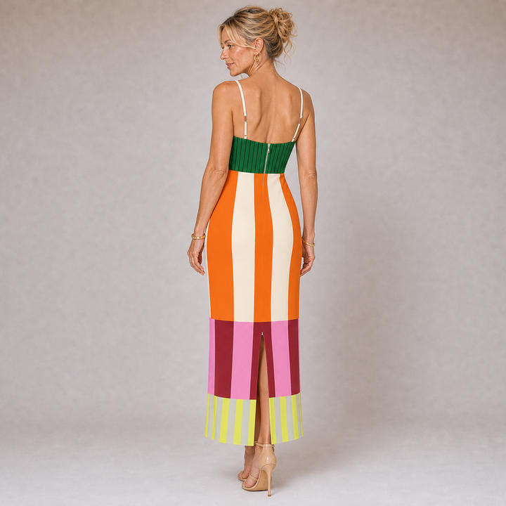 Paloma - Robe Maxi Colorée à Rayures Élégante