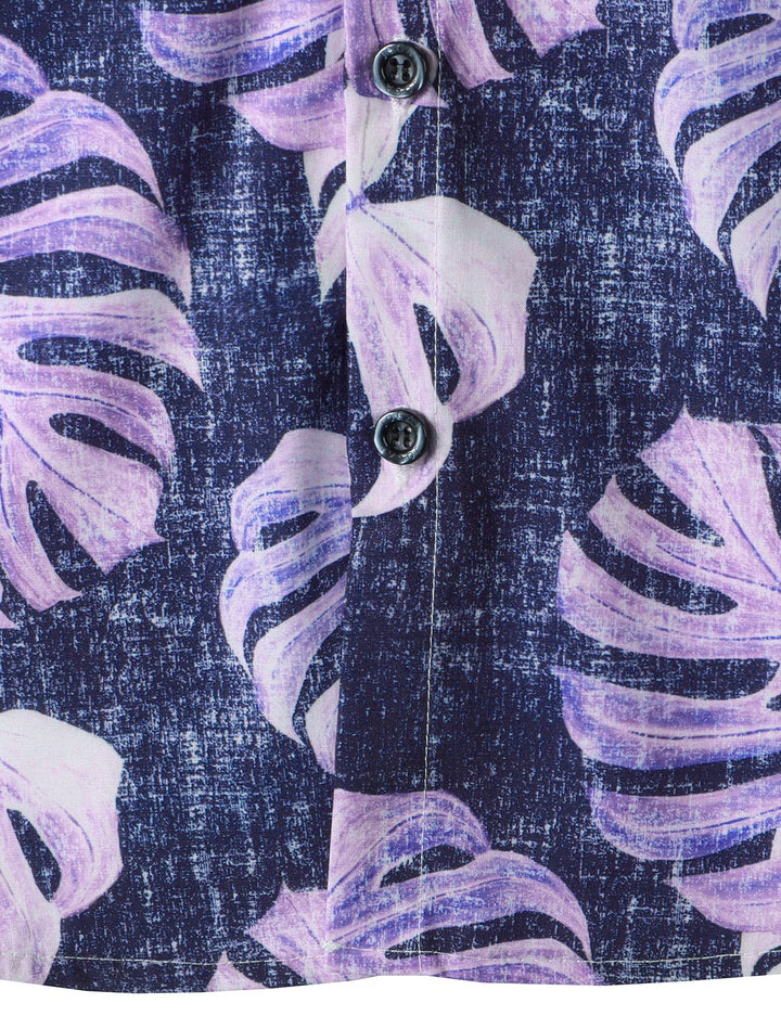 Chemise à manches courtes hawaïennes pour hommes avec poche décontractée et imprimé de plantes tropicales pour hommes
