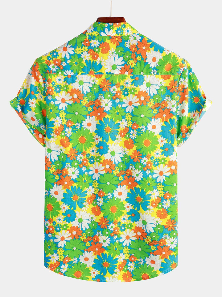 Chemise hawaïenne tropicale en coton floral pour homme